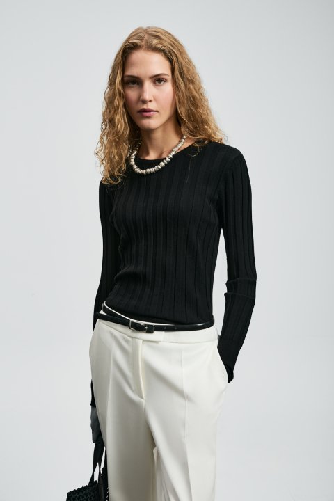 Perla Damenpullover Schwarz - LUFIAN