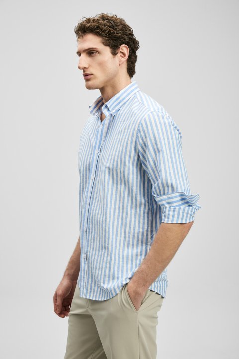 Peter Herren-Basic-Hemd Regular Fit Blue - LUFIAN