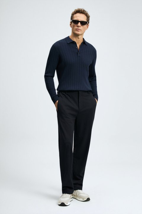 Petra Polo-Strickpullover Marineblau - LUFIAN