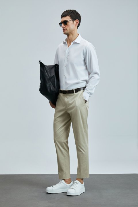 Plus Schicke Herren-Chinohosen Slim Fit Camel Hair - LUFIAN