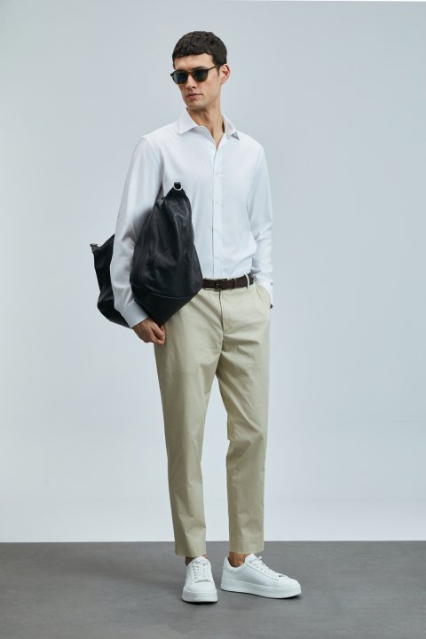 Plus Schicke Herren-Chinohosen Slim Fit Camel Hair - LUFIAN