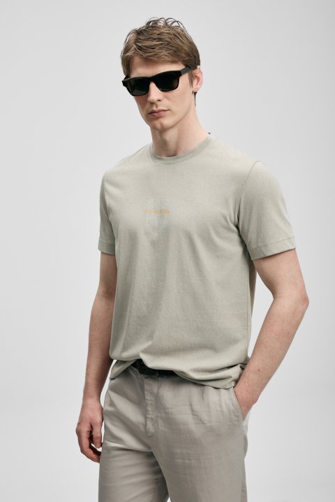 Power Modern Graphic T-Shirt Beige - LUFIAN