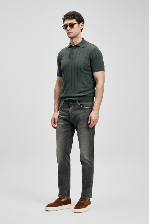 Quel Schicke Jeans Herrenhosen Slim Fit Grau - LUFIAN