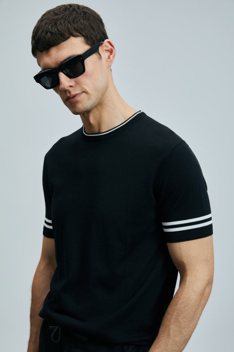 Robert Herren Seiden-Blend-Pullover Schwarz - LUFIAN