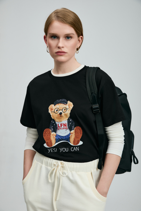 Ruby Damen-T-Shirt Schwarz - LUFIAN