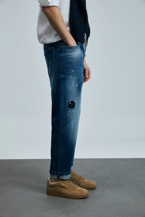 Salvator Smart Jeans Herrenhosen Slim Fit Blau - LUFIAN