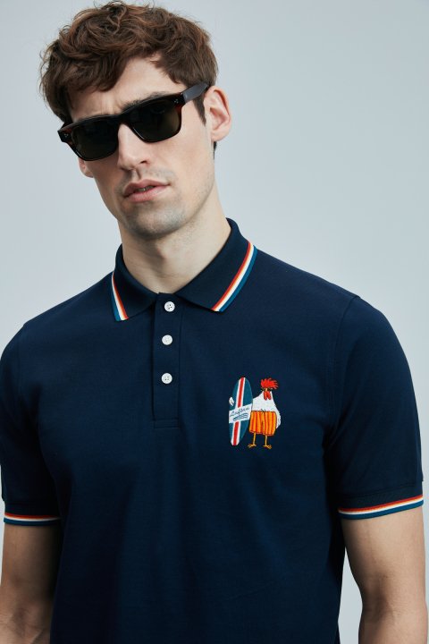 Sansa Smartes Herren-Polo-T-Shirt in Marineblau - LUFIAN