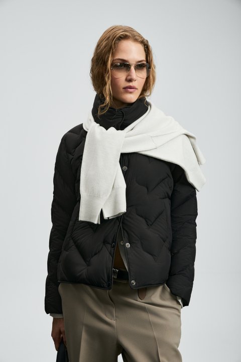 Desert Kaz Tüyü Kadın Mont Siyah - Lufian