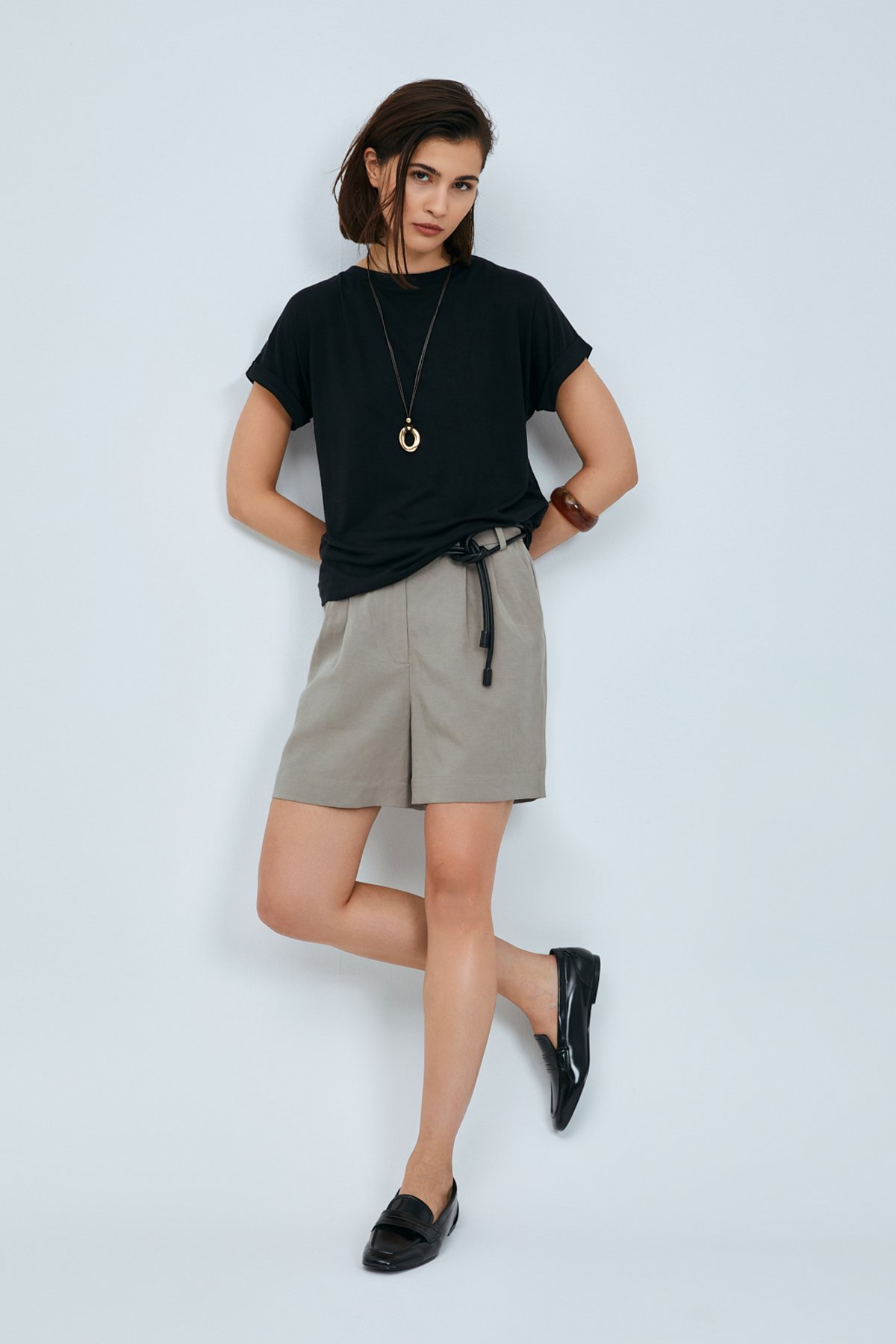 Sıgnorıa Damen Modal Blend T-Shirt Schwarz - LUFIAN