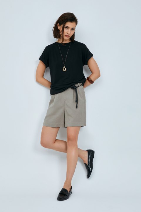 Sıgnorıa Damen Modal Blend T-Shirt Schwarz - LUFIAN