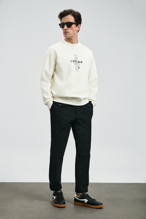 Sımba Herren-Sweatshirt in Off-White - LUFIAN