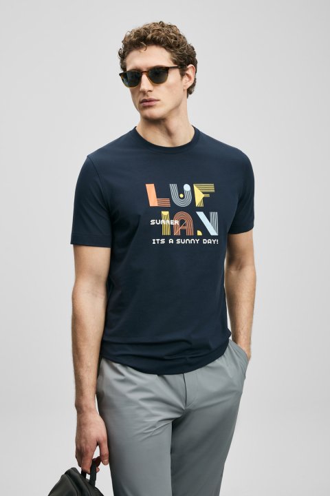 Sunny Modernes Grafik-T-Shirt in Marineblau - LUFIAN (1)