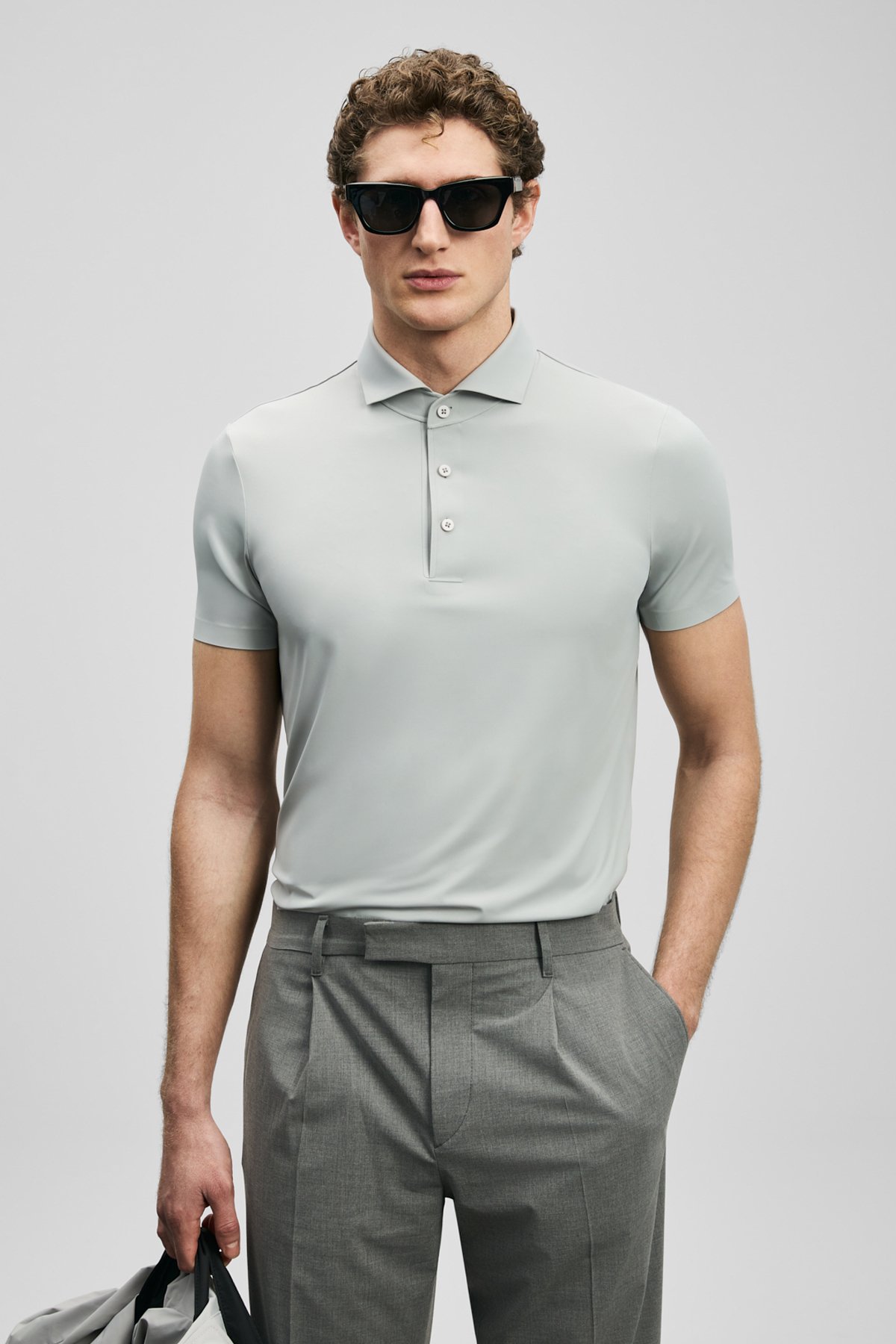 Spencer Hi-Tech Performance Nahtloses Poloshirt Hellgrau - LUFIAN