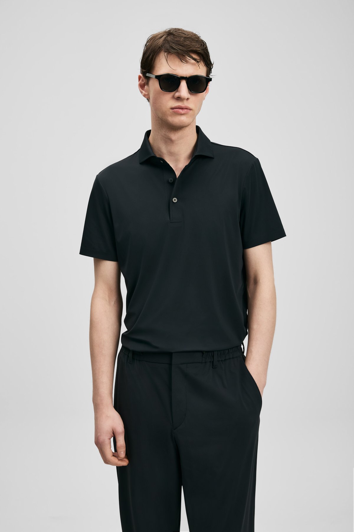 Spencer Hi-Tech Performance nahtloses Poloshirt Schwarz - LUFIAN