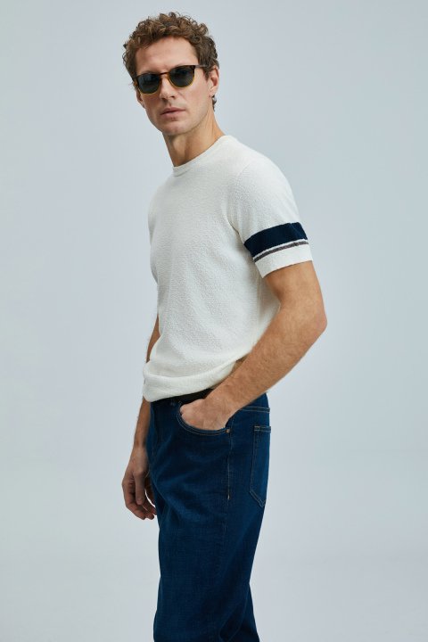 Ted Herren-Baumwollpullover in Off-White - LUFIAN