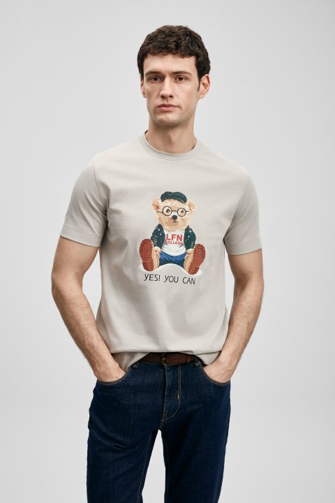 Teddy Modern Graphic T-Shirt Stone - LUFIAN