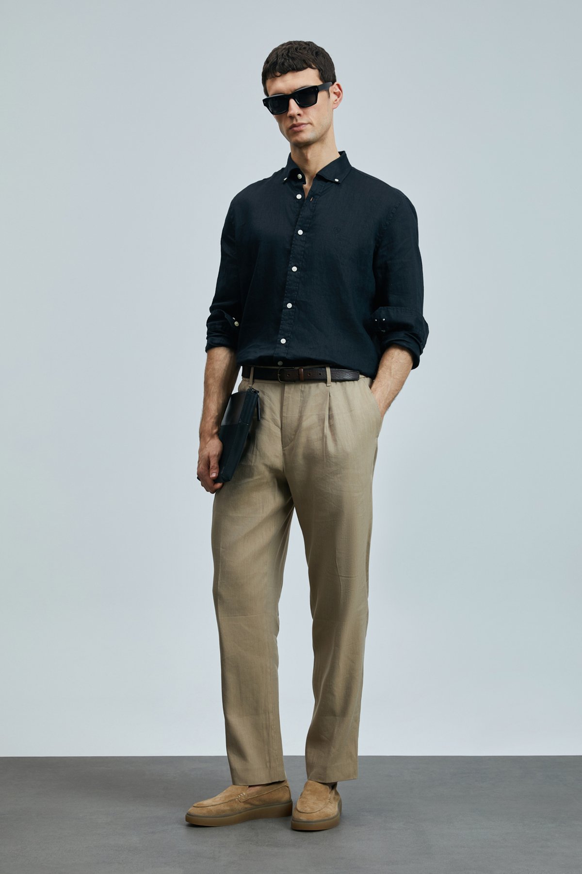Tom Schicke Herren-Chinohosen Slim Fit Camel Hair - LUFIAN