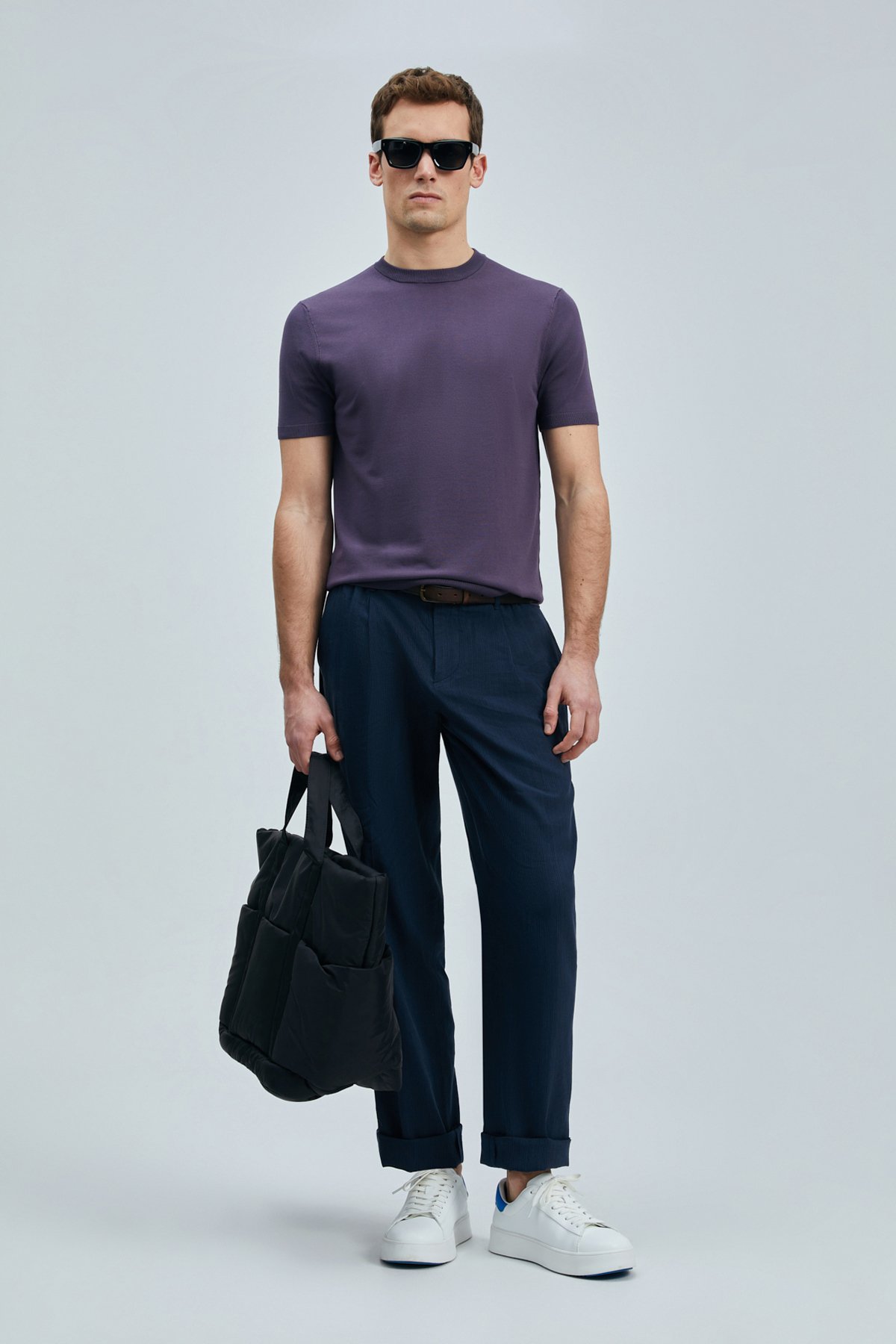 Tom Schicke Herren-Chinohosen Slim Fit Marineblau - LUFIAN