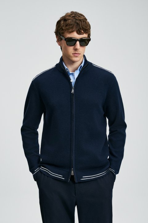Troy Herren-Cardigan Navy Blue - LUFIAN