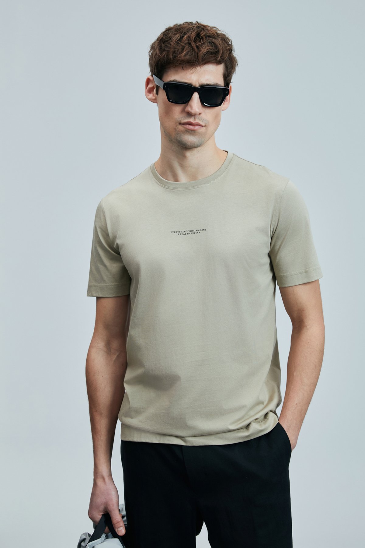 Valor Modern Graphic T-Shirt Beige - LUFIAN (1)
