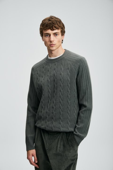 Vernes Herrenpullover Smoke Green - LUFIAN