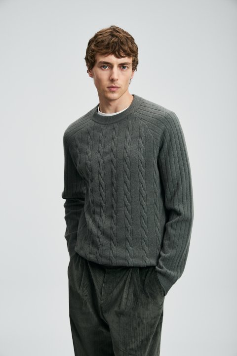 Vernes Herrenpullover Smoke Green - LUFIAN