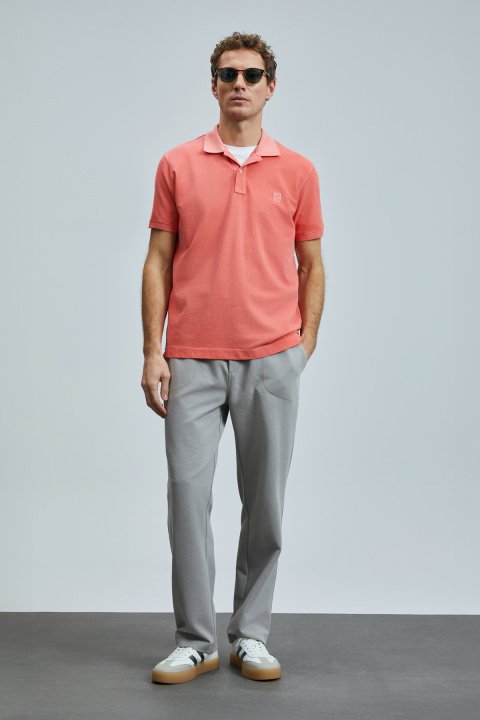 Vernon Kluges Herren-Polo-T-Shirt in Koralle - LUFIAN (1)
