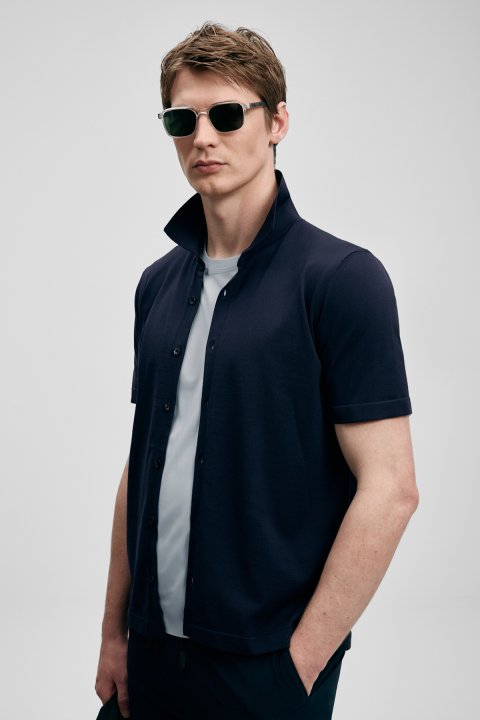 Vıctor Herren-Modal-Blend-Pullover in dunklem Marineblau - LUFIAN