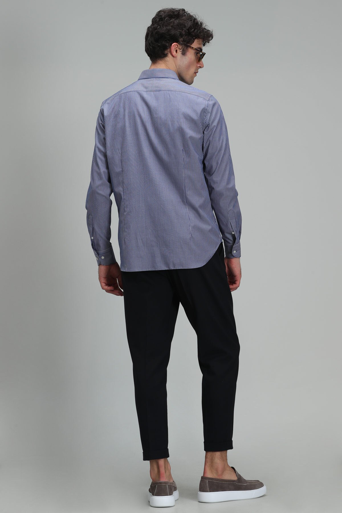 Fore Herren-Basic-Hemd Slim Fit Marineblau - LUFIAN