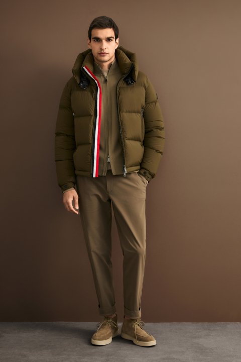 Vorn Herren-Daunenjacke mit abnehmbarer Kapuze Khaki - LUFIAN