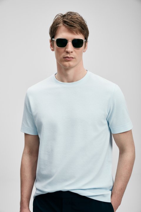 Soft Modernes Grafik-T-Shirt Blau - LUFIAN