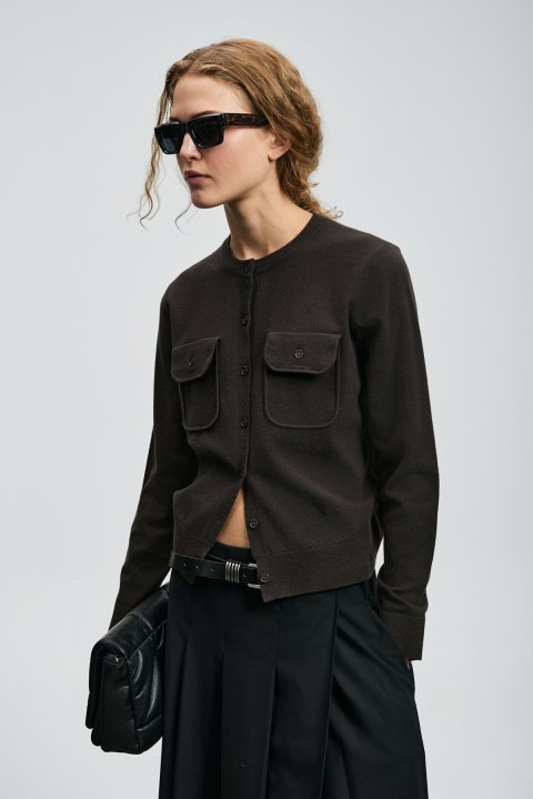 Zendaya Damen-Cardigan Brown - LUFIAN (1)