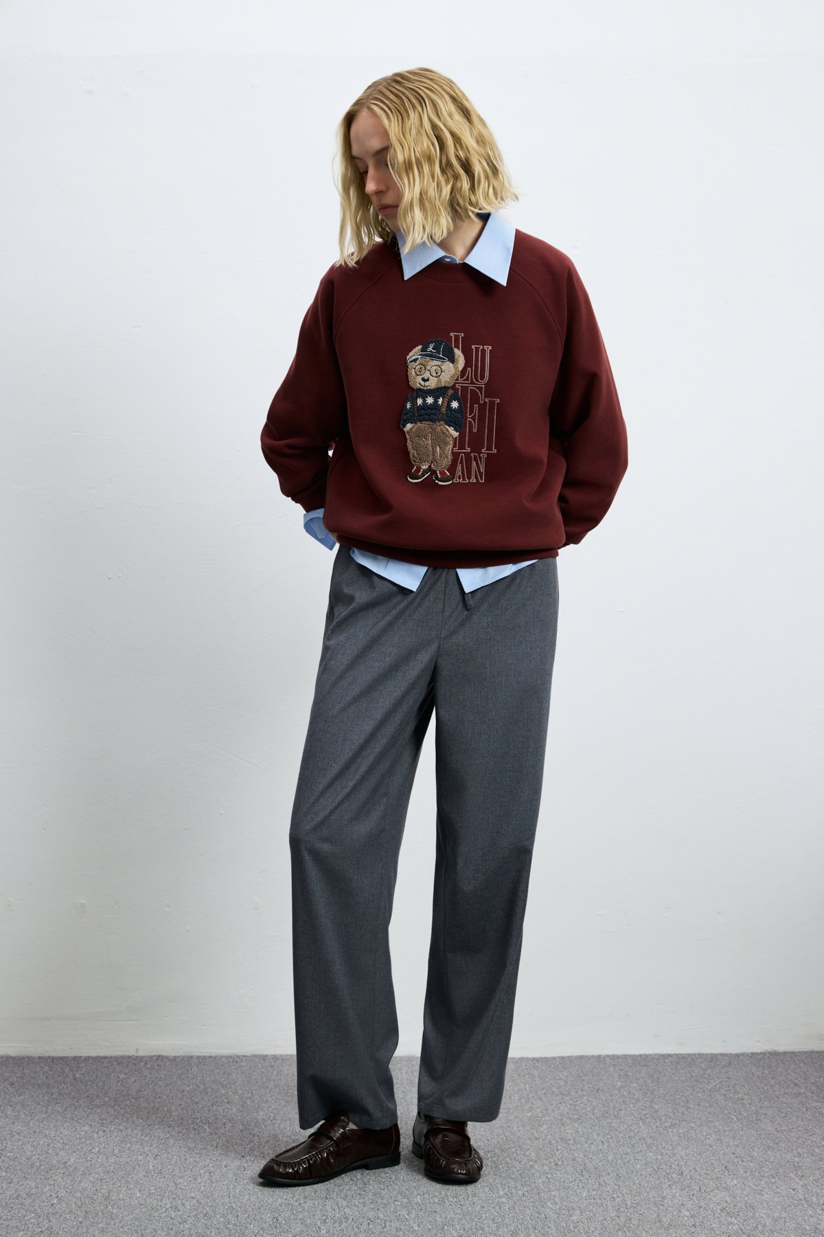 Woman Knitting Sweatsh Burgundy - LUFIAN