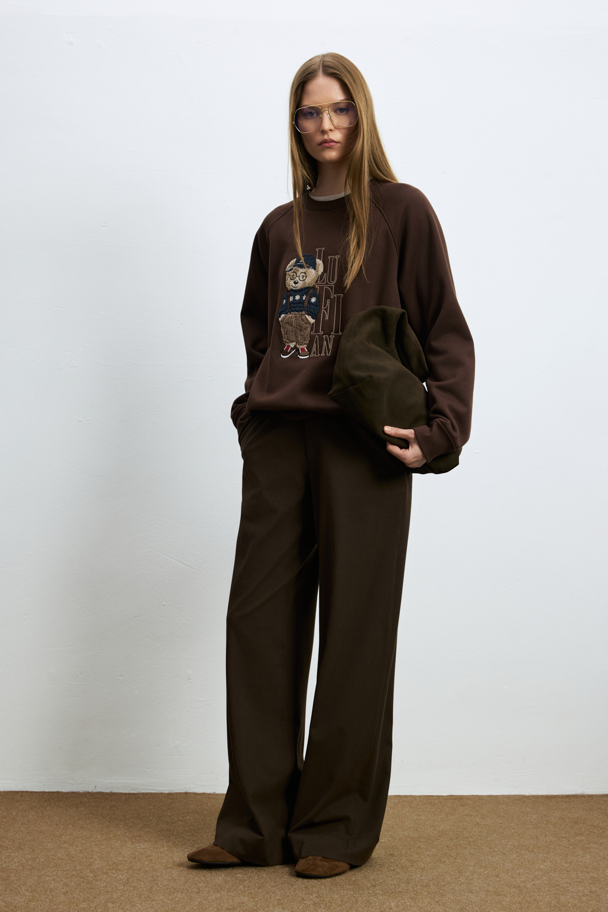 Woman Knitting Sweatsh Brown - LUFIAN