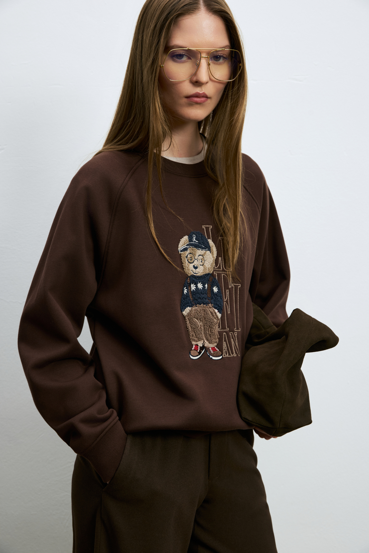 Woman Knitting Sweatsh Brown - LUFIAN