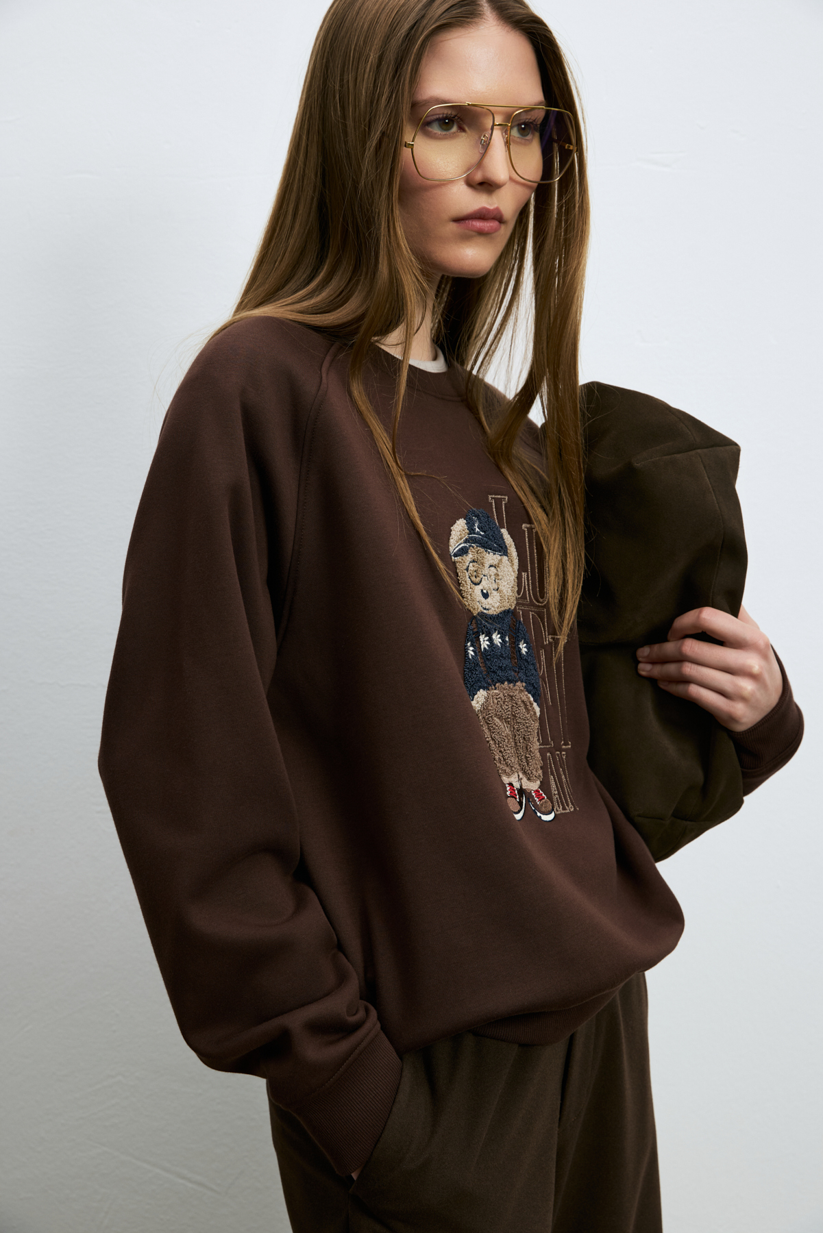 Woman Knitting Sweatsh Brown - LUFIAN