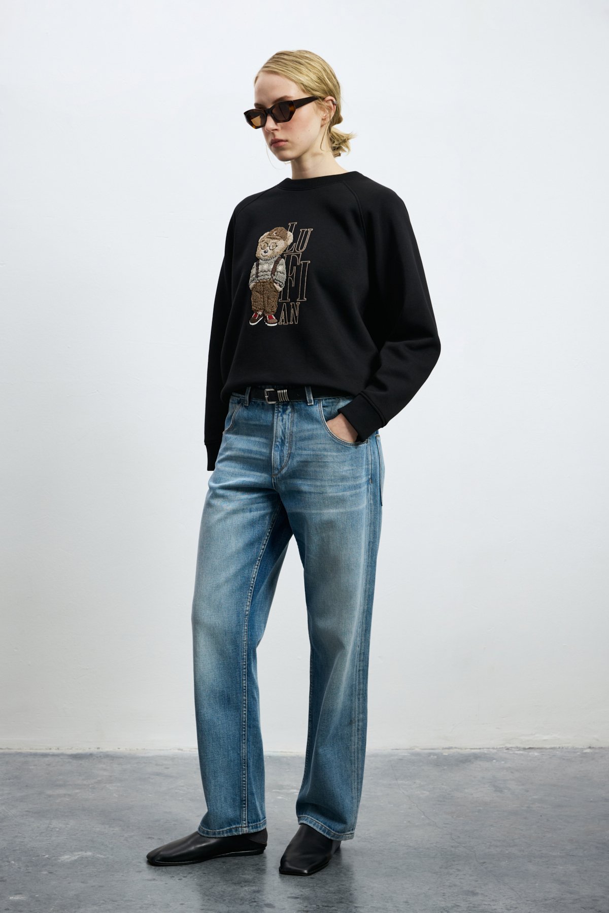 Woman Knitting Sweatsh Black - LUFIAN