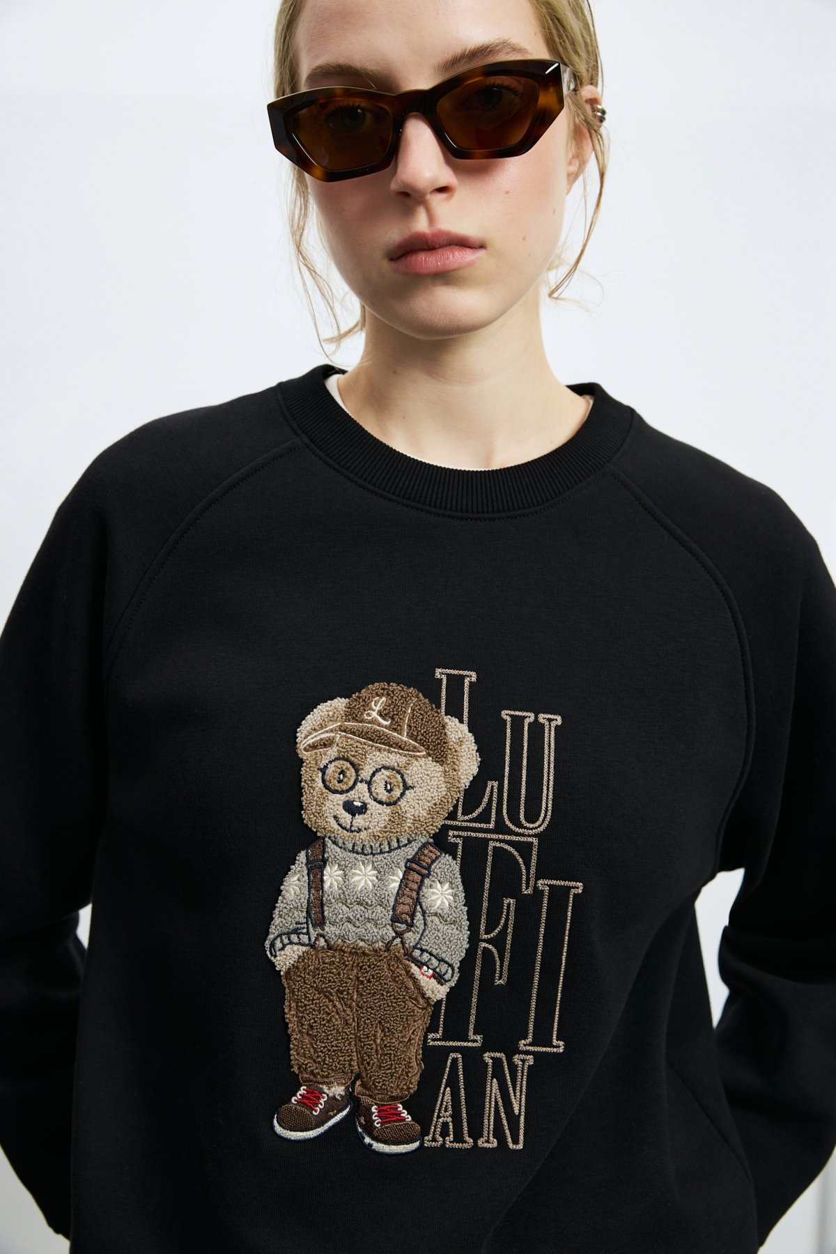 Woman Knitting Sweatsh Black - LUFIAN