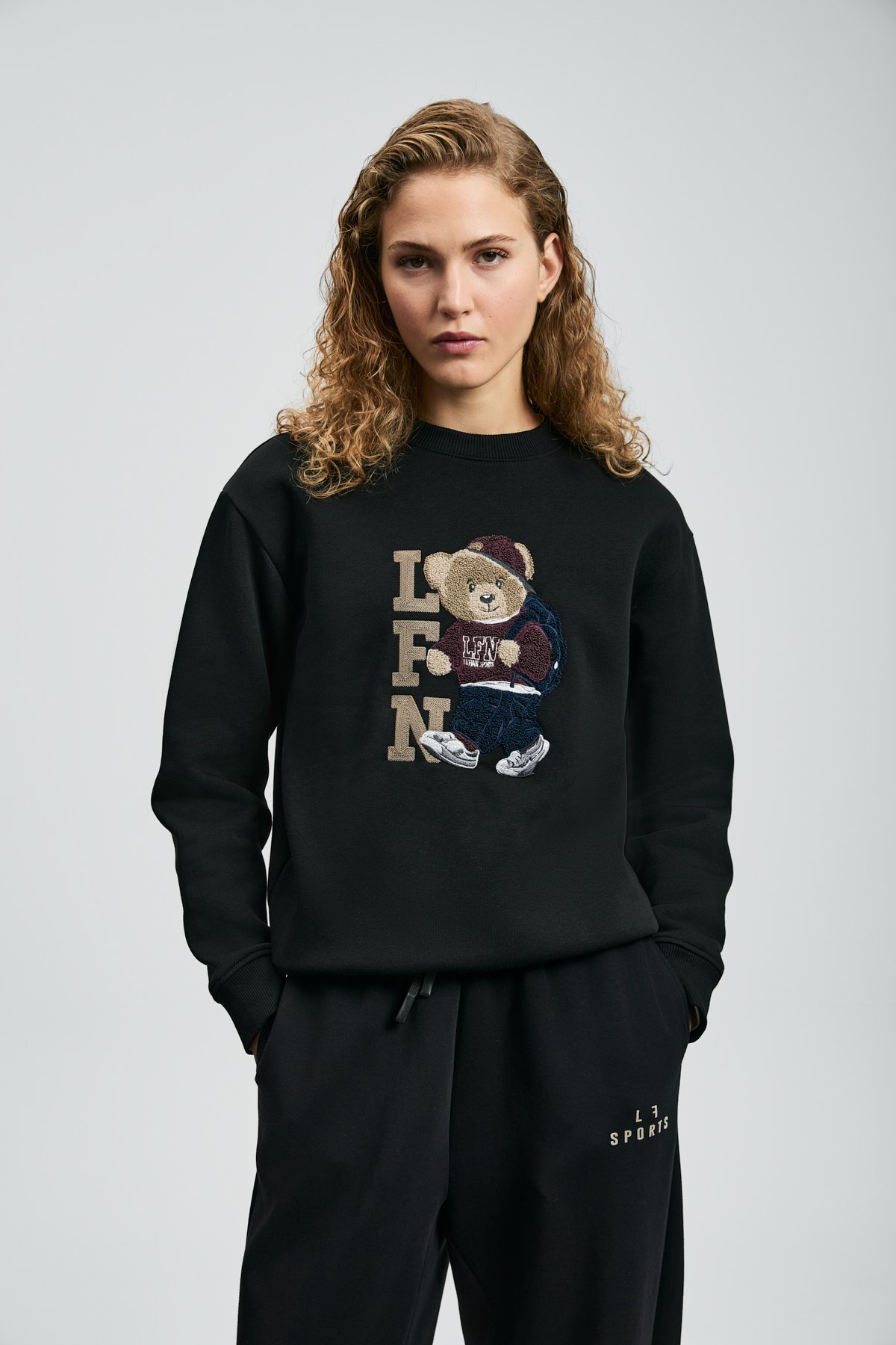 Dıamond Kadın Örme Sweatshırt Siyah - Lufian