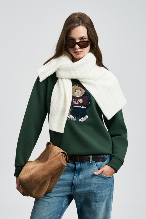 Dıamond Kadın Örme Sweatshırt Yeşil - Lufian