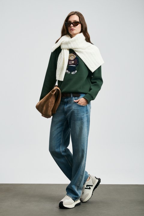 Dıamond Kadın Örme Sweatshırt Yeşil - Lufian (1)