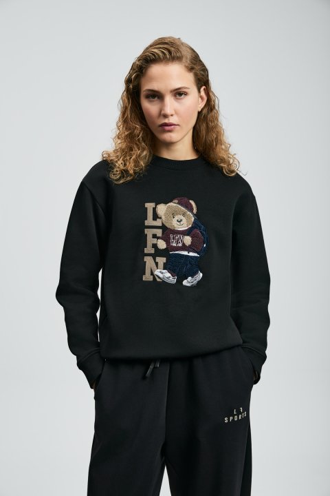 Dıamond Women's Knitted Sweatshirt Black - LUFIAN