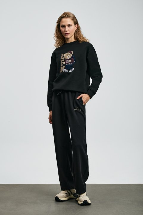 Dıamond Women's Knitted Sweatshirt Black - LUFIAN (1)