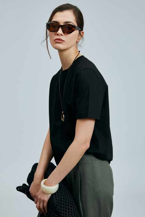 Dıdo Kadın Pamuklu T- Shırt Siyah - Lufian