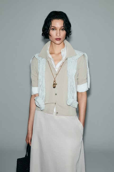 Dına Kadın Triko Gömlek Bej - Lufian