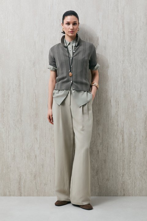 Dına Kadın Triko Gömlek Koyu Yeşil - Lufian (1)