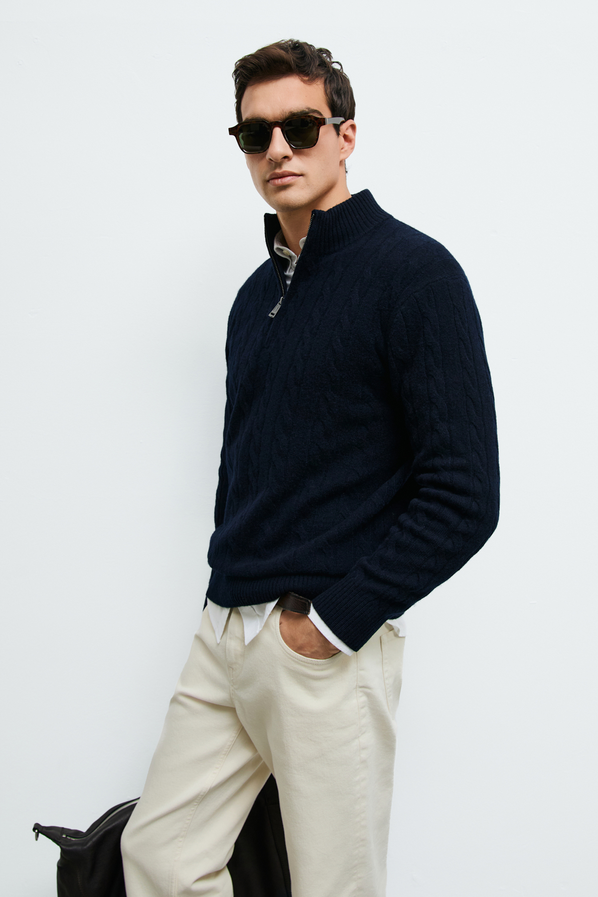 Mens Sweater Navy - LUFIAN