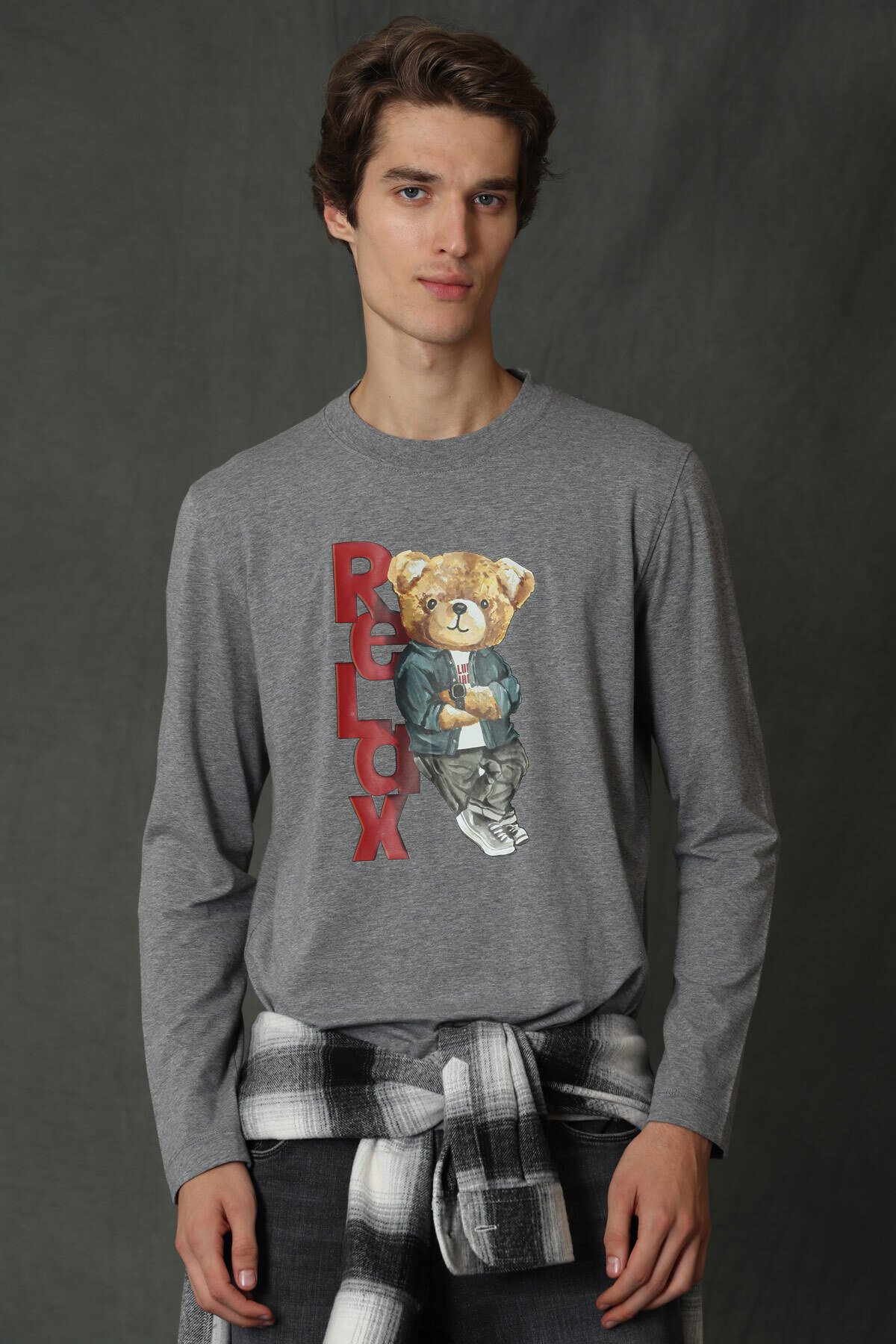 Domınıc Erkek Uzun Kol Tişört Gri - Lufian