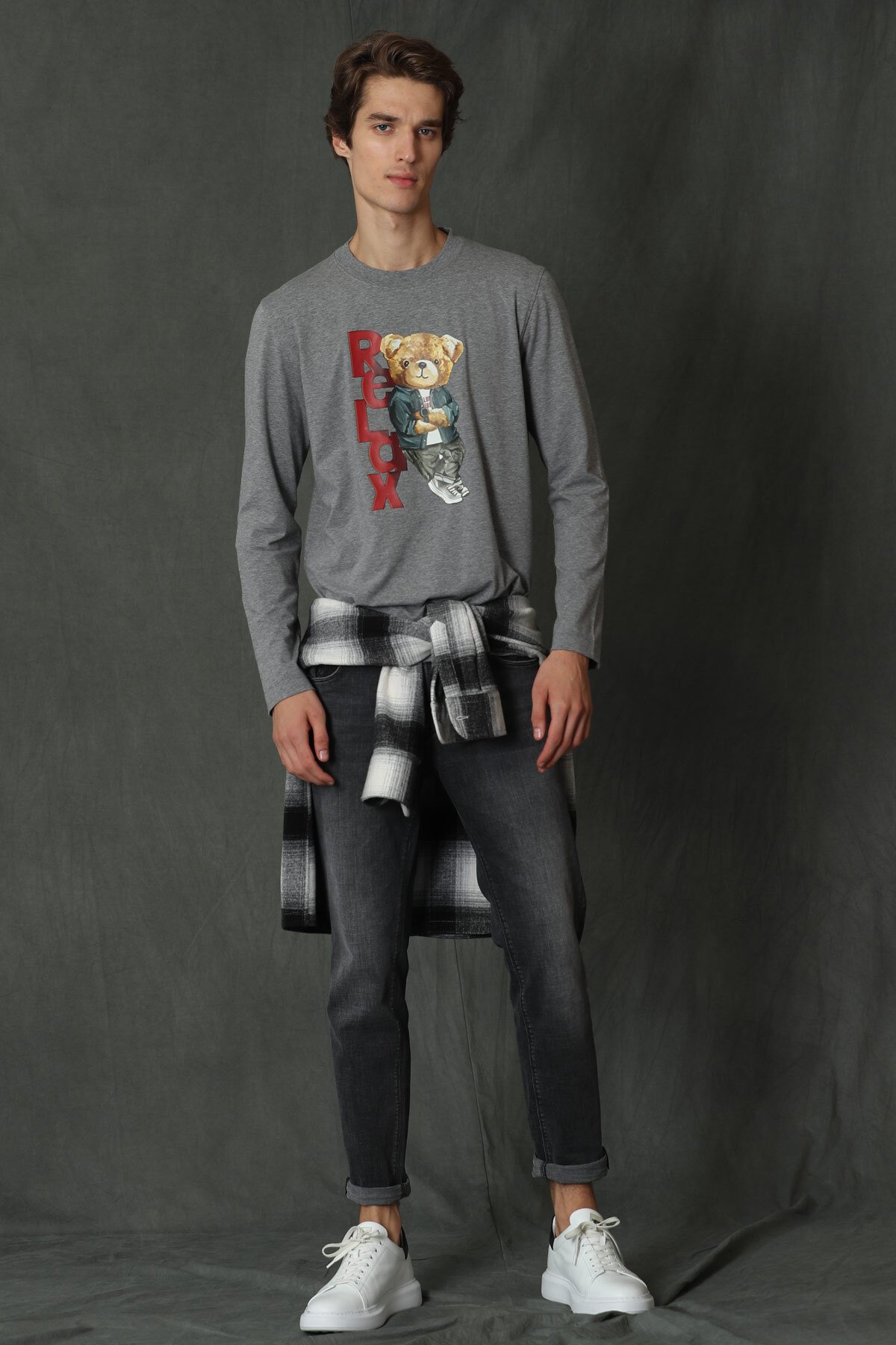 Domınıc Erkek Uzun Kol Tişört Gri - Lufian (1)