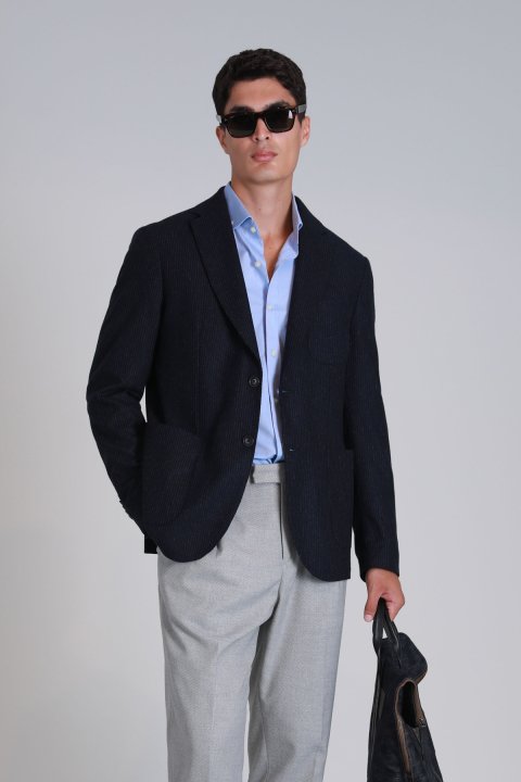 Dor Spor Erkek Blazer Ceket Slim Fit Lacivert - LUFIAN